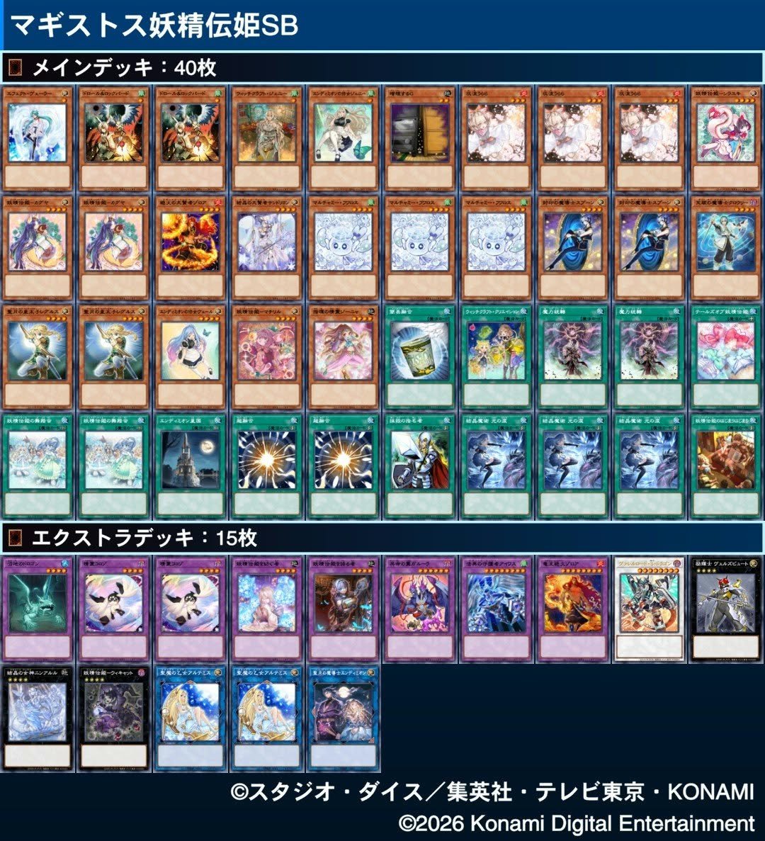 sibusuke_game's tweet photo. 9月のランクマはダイスラリーで勉強したマギストス妖精伝姫を使ってました。
後攻時、作られた相手の盤面を越えられなさすぎて、イライラしたので超融合入りで遊んでいました。
あと、手札に来て欲しくないクロウリーがやたら初手来るのなんなんですかね？
#マスターデュエル https://t.co/1IqbWUhYV8