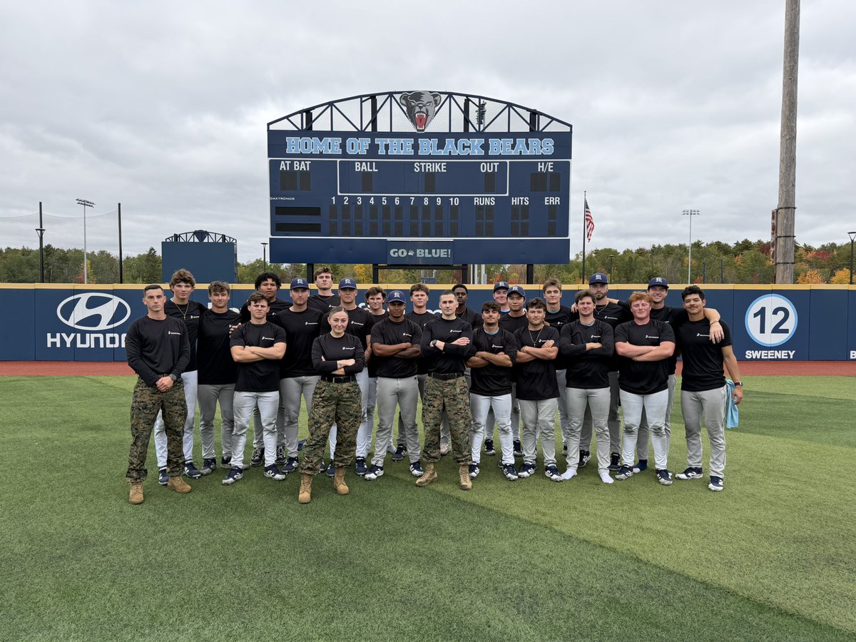 MaineBaseball's tweet photo. We worked out with the Marines today 💪
Congrats to Marshall who had the best score on the team with a 299/300!
#BlackBearNation | #WinEverything https://t.co/iT84AqV3MP