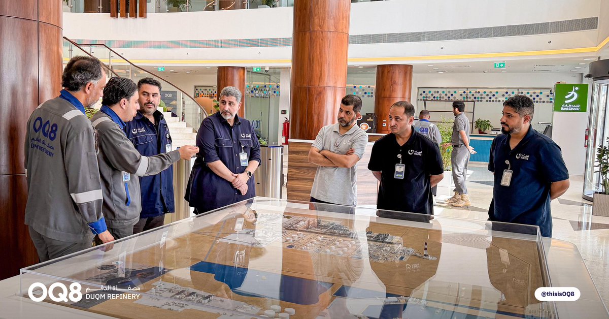 thisisoq8's tweet photo. استقبلت مصفاة الدقم أعضاء من الإدارة التنفيذية لمجموعة نماء القابضة، في زيارة جرى خلالها بحث مجالات التعاون المشترك، ومناقشة عدد من المواضيع المتعلقة بالعمليات وكفاءة الأداء واستهلاك الطاقة، إلى جانب تبادل الخبرات والممارسات بما يسهم في تعزيز التكامل واستدامة العمليات.

وتأتي الزيارة في إطار تعزيز التعاون بين المؤسسات الوطنية وتبادل المعرفة والخبرات بما يدعم تحقيق الأهداف المشتركة.

OQ8 hosted members of Nama Holding Group’s Executive Management during a visit focused on exploring areas of mutual cooperation and discussing key topics related to operations، performance and energy efficiency. The visit also provided an opportunity to exchange knowledge and practices that support greater integration and sustainable operations.

The visit reflects the importance of collaboration among national organizations and the exchange of knowledge and expertise in support of shared objectives.