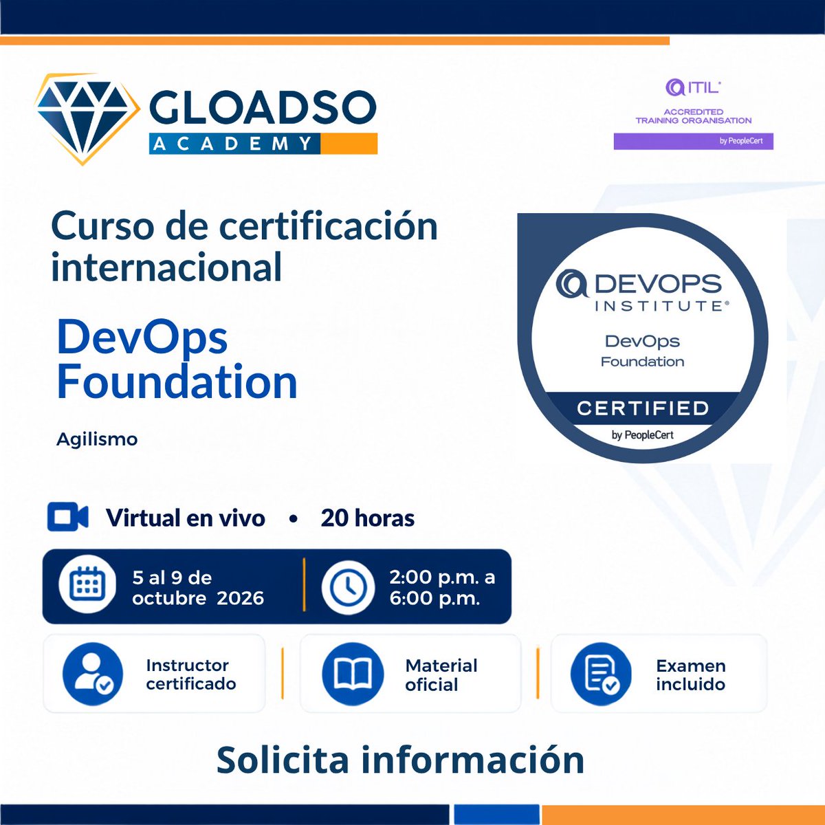 WTCPanama's tweet photo. 🎓 Impulse su desarrollo profesional con las próximas certificaciones internacionales de @GLOADSO en octubre: DevOps, Seguridad de la Información y Protección de Datos.
🌎Beneficios especiales para la red de WTC Panama.
#WTCPanama #GLOADSO #Certificación #DevOps #Ciberseguridad https://t.co/KHPNIx5BFh