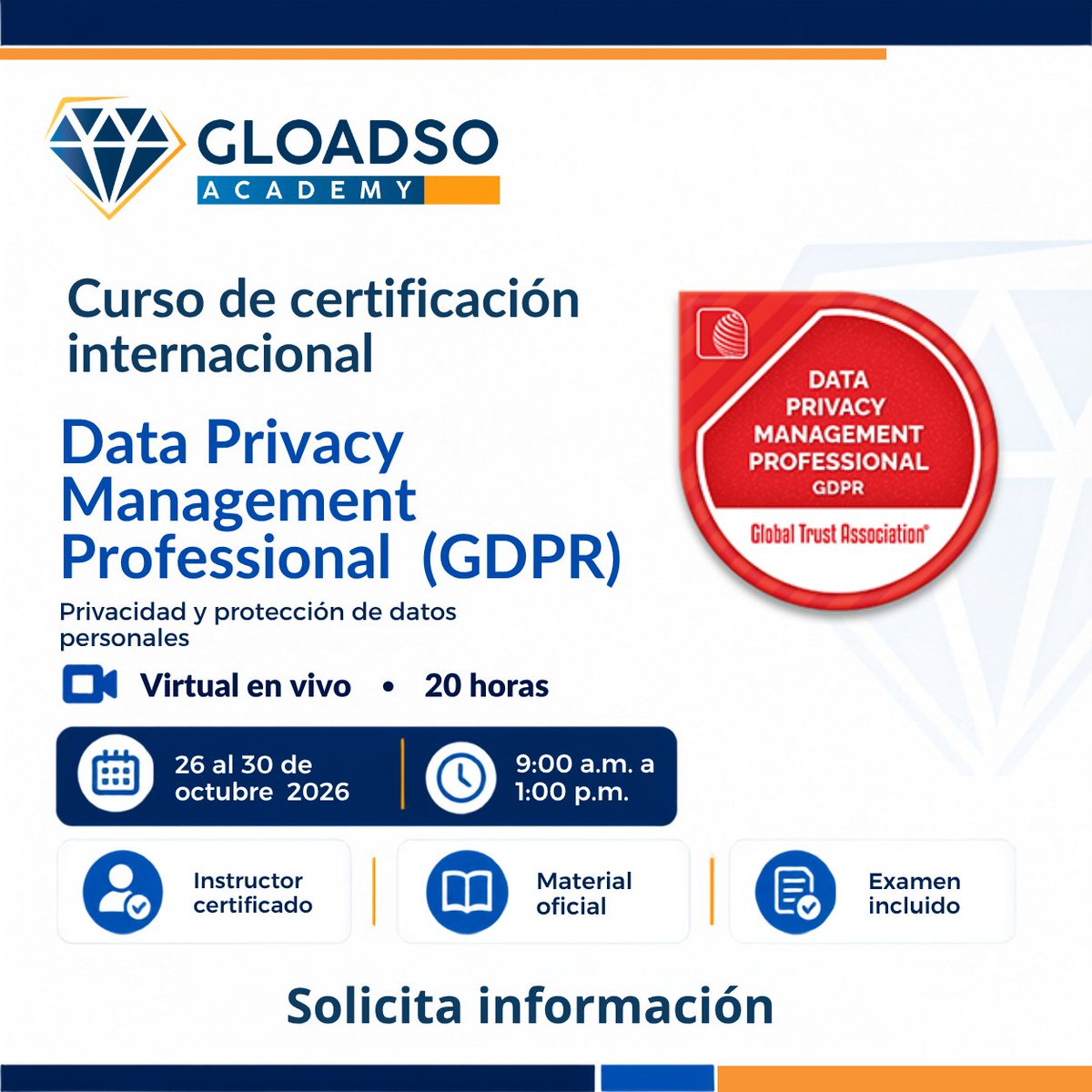 WTCPanama's tweet photo. 🎓 Impulse su desarrollo profesional con las próximas certificaciones internacionales de @GLOADSO en octubre: DevOps, Seguridad de la Información y Protección de Datos.
🌎Beneficios especiales para la red de WTC Panama.
#WTCPanama #GLOADSO #Certificación #DevOps #Ciberseguridad https://t.co/KHPNIx5BFh