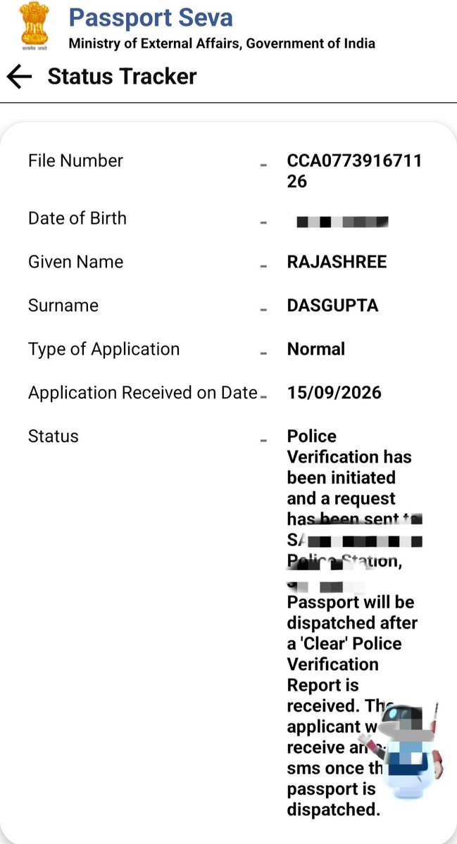 adg_india's tweet photo. @rpokolkata @rpokolkata  : Now the language of the status slightly changed : but the Physical Police Verification already done 10 days ago : please consider. https://t.co/ptd9vP8LVJ