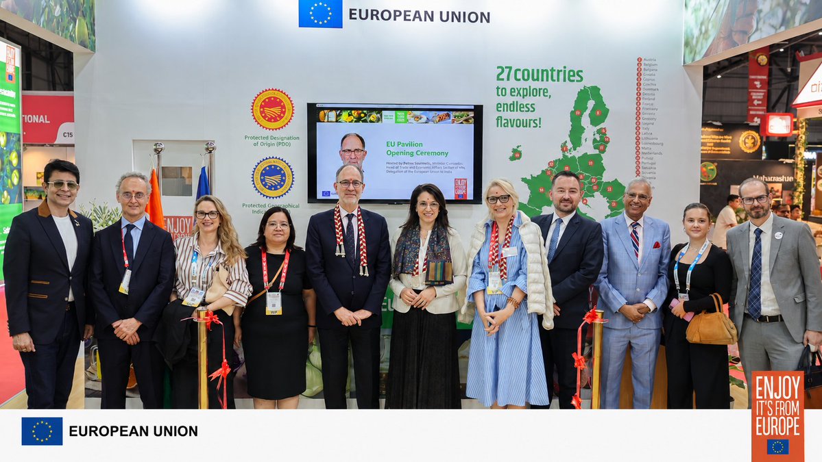 morethanfoodind's tweet photo. Day 1 at the EU Pavilion at Anuga Select India 2026 started with a memorable Opening Ceremony, officially launching three days dedicated to European flavours, quality ingredients and culinary inspiration. 🇪🇺 ✨  

Throughout the day, visitors enjoyed permanent tastings, a live cooking show by Chef Guntas Sethi, a “From Europe: Cheese Masterclass” with Chef Altamsh Patel, and another cooking show by @mchefajaychopra at the Live Cooking Area.  The day ended on a lively note with a European Beverage Show by Atharva Kadam.  

Thank you to everyone who joined us! We look forward to welcoming you for more tastings, workshops, and live cooking sessions! 

📍 Hall 6, Booth B02-C02

@EU_in_India  @EUAgri 
#MoreThanFoodIndia #EuropeanIngredients #EuropeanUnion #EnjoyItsFromEurope #AnugaSelectIndia