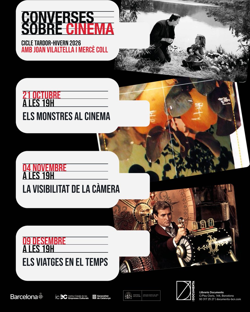 DocumentaBCN's tweet photo. 🎬 Cicle Converses sobre cinema
Tardor-Hivern 2026
Joan Vilaltella i Mercè Coll conversaran sobre diferents aspectes del cinema.

Dimecres, a les 19 h. 
Activitat gratuïta. No cal reserva prèvia. https://t.co/mkC7vmZrFn