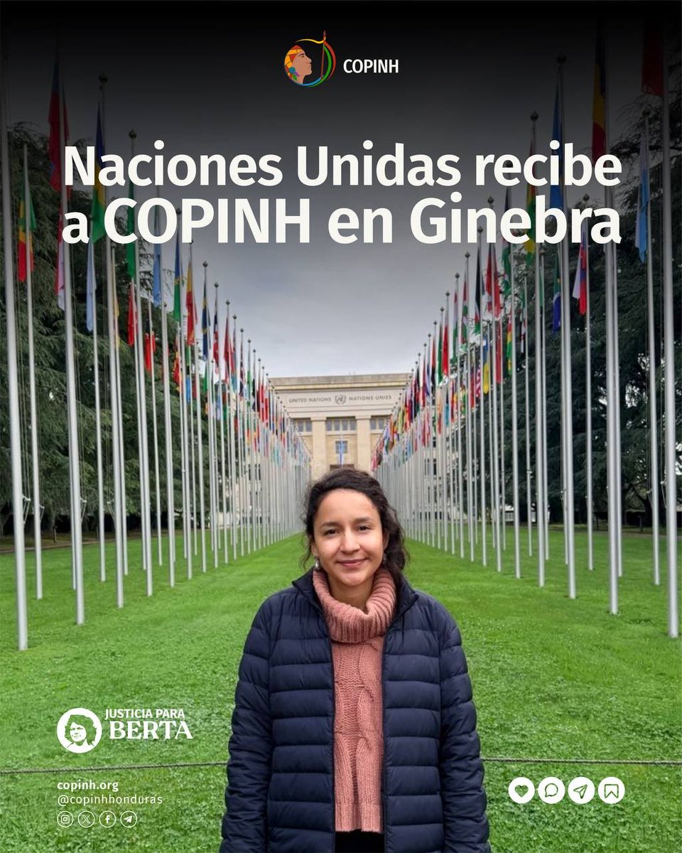 COPINHHONDURAS's tweet photo. 📌Una delegación de COPINH, encabezada por Bertha Zúniga Cáceres, visitó la sede de Naciones Unidas en Ginebra para exponer ante mecanismos internacionales el estado de la justicia en el caso de nuestra compañera Berta Cáceres y la situación de los derechos humanos en Honduras. https://t.co/VmTvntakRr
