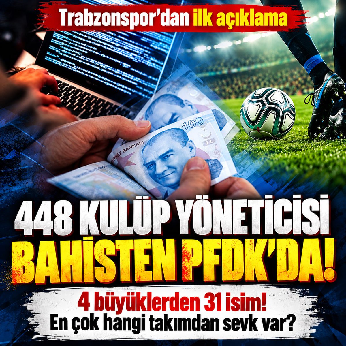 ahaber's tweet photo. Bahis soruşturmasında 448 kulüp yöneticisi PFDK'ye sevk edildi! 4 büyüklerden 31 isim
https://t.co/fRtDIrPJKx https://t.co/wwUQ06Tctg