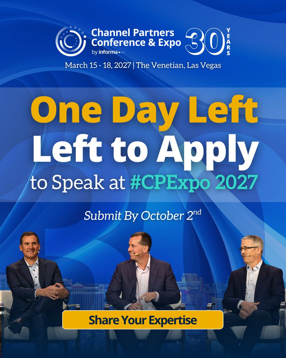 Channel_Expo's tweet photo. One day left! 🎤

Don't miss the opportunity to connect with partners and peers to share your expertise! We're honoring the people who drive innovation, the high-performing companies setting benchmarks, and the newcomers shaping the future.

➡️ Apply here: https://t.co/BWWvaDq8Xn https://t.co/jWSpk3W9Wx