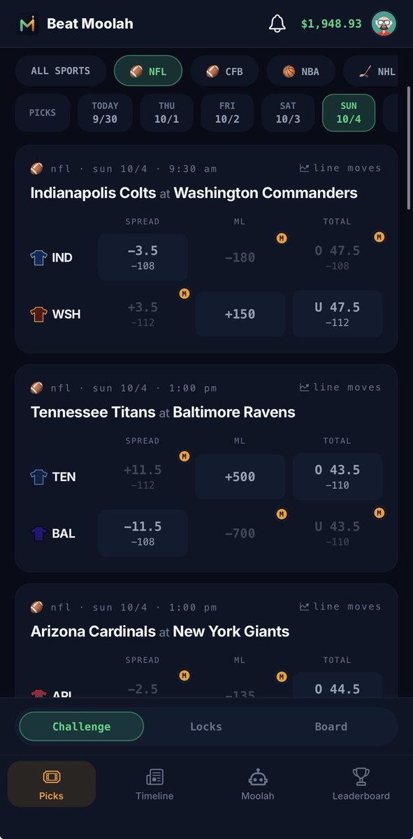 BeatMoolah's tweet photo. New custom Avatars and a complete UI overhaul update coming soon. 

Updated bot research for more in depth analysis and better performance.

See the AI bot’s picks and performance completely free. See line change movement, bot analysis, and confidence % for every matchup.

Link to app in bio

#sportsbetting #nflbets #parlay #Sportspicks #sportshandicapping