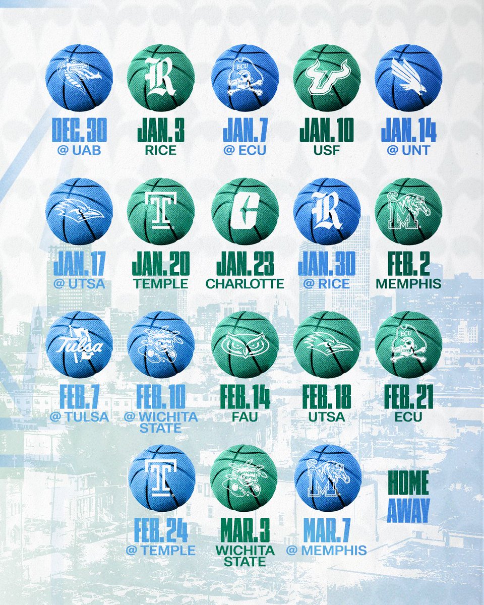 GreenWaveMBB's tweet photo. 🚨 American Schedule Drop 🚨  

🎟️: https://t.co/EjKeYM5NCc 

#RollWave🌊 https://t.co/862Im8yLtv