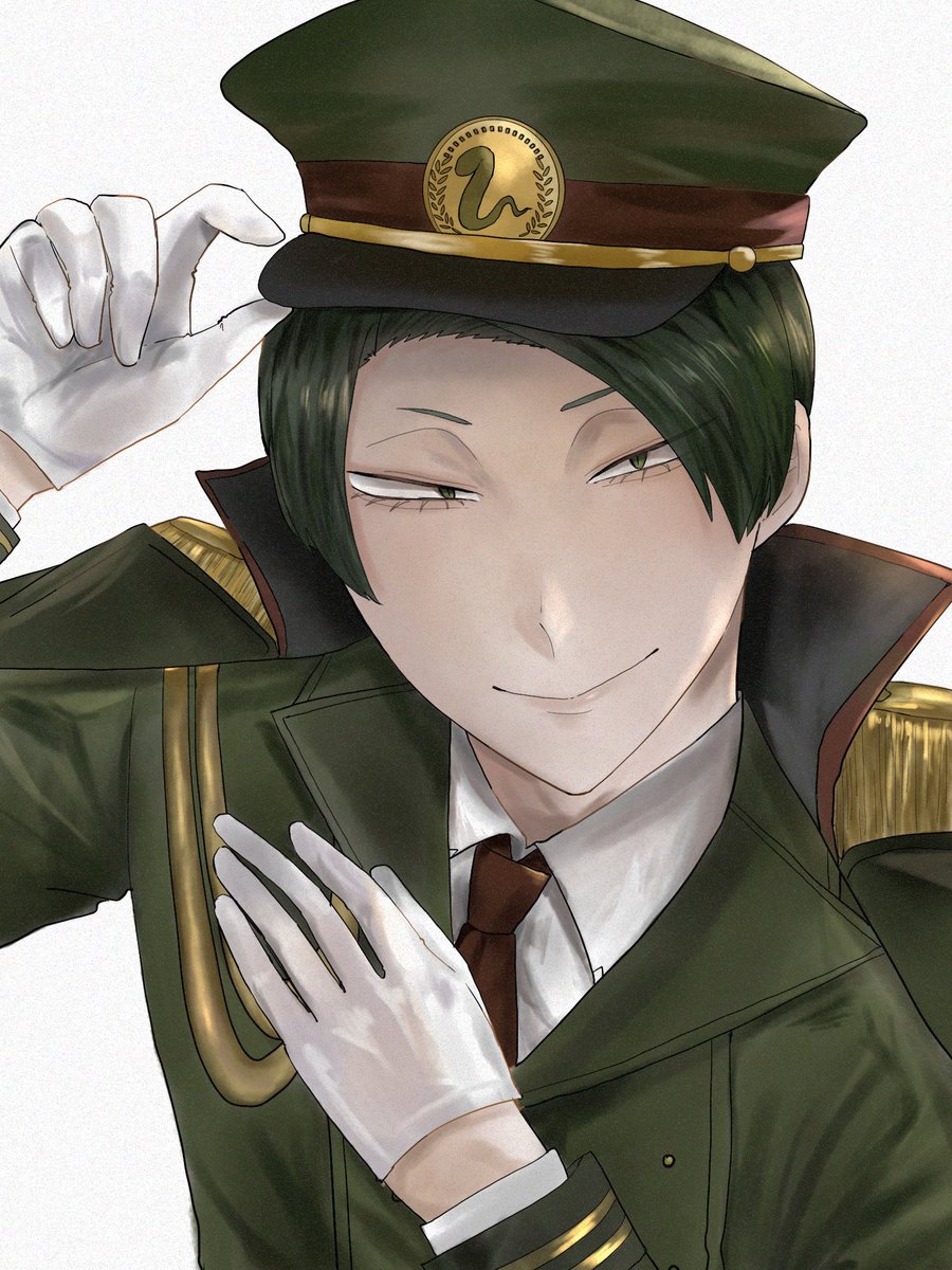 tumuri_mkg's tweet photo. たまきさん（@Y__bi0326 ）の線画塗らせていただきました~~！！！
軍.服🐍くん似合うなぁ
 #週一の絵描き https://t.co/4tz9BTETZQ