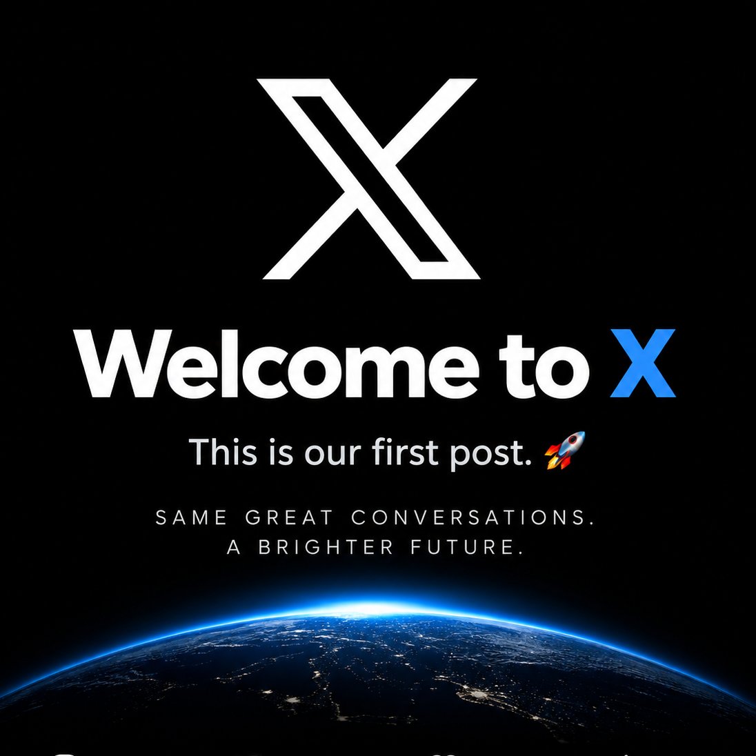 Rroseeviesx's tweet photo. Welcome to X. 🚀
This is our first post.
Let’s build what’s next.
#X #WelcomeToX #FirstPost https://t.co/omMdtHpoKv