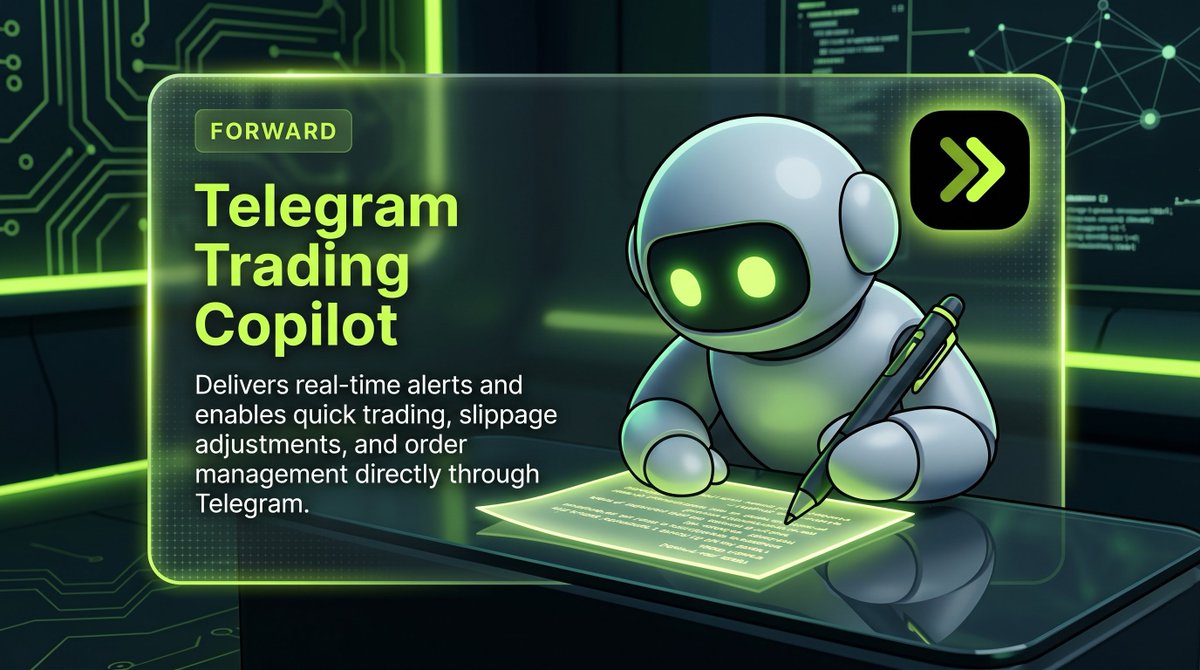 Forward_rh's tweet photo. Your trading interface does not have to stay inside a browser.

FORWARD’s Telegram Trading Copilot brings real-time alerts and quick trading controls directly into Telegram, including slippage adjustments and order management.

Monitor. Adjust. Execute. Keep moving. https://t.co/Jb7RNpaEBb