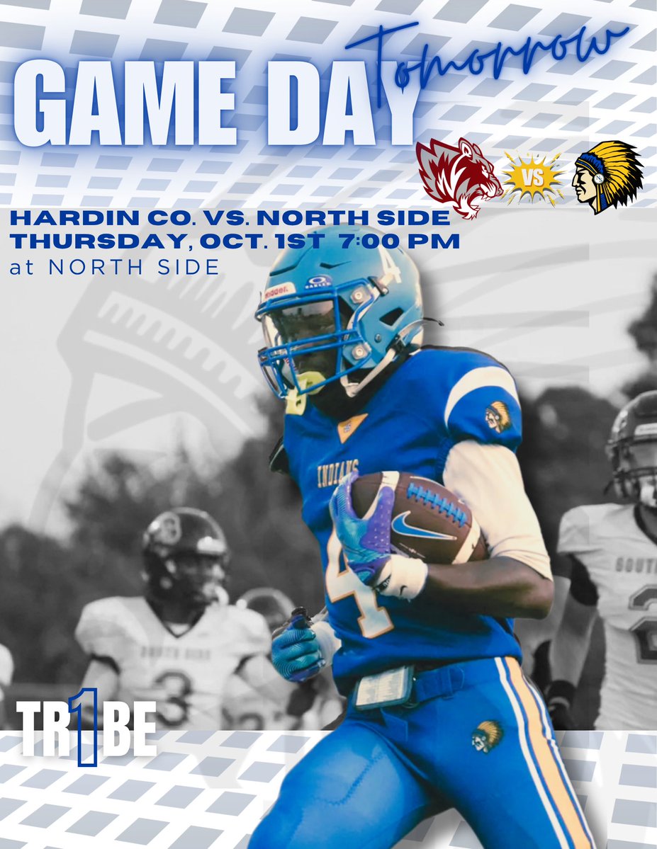 WoodrowLoweJr's tweet photo. The football game against Hardin Co has been moved to Thursday, October 1. 

Let’s Go Indians! 💛🏈💙

#1Tribe
#nshsindians https://t.co/sRJStjT0o9