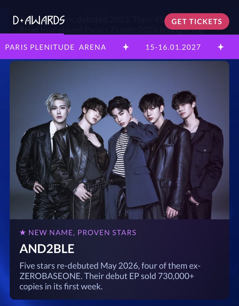 mochiirang's tweet photo. while waiting for the comeback news to drop, we’re getting these two pieces of news about and2ble going to MMA 2026 and D Awards in Paris.. and it feels so good ❤️ https://t.co/Fbe2Jc72nj