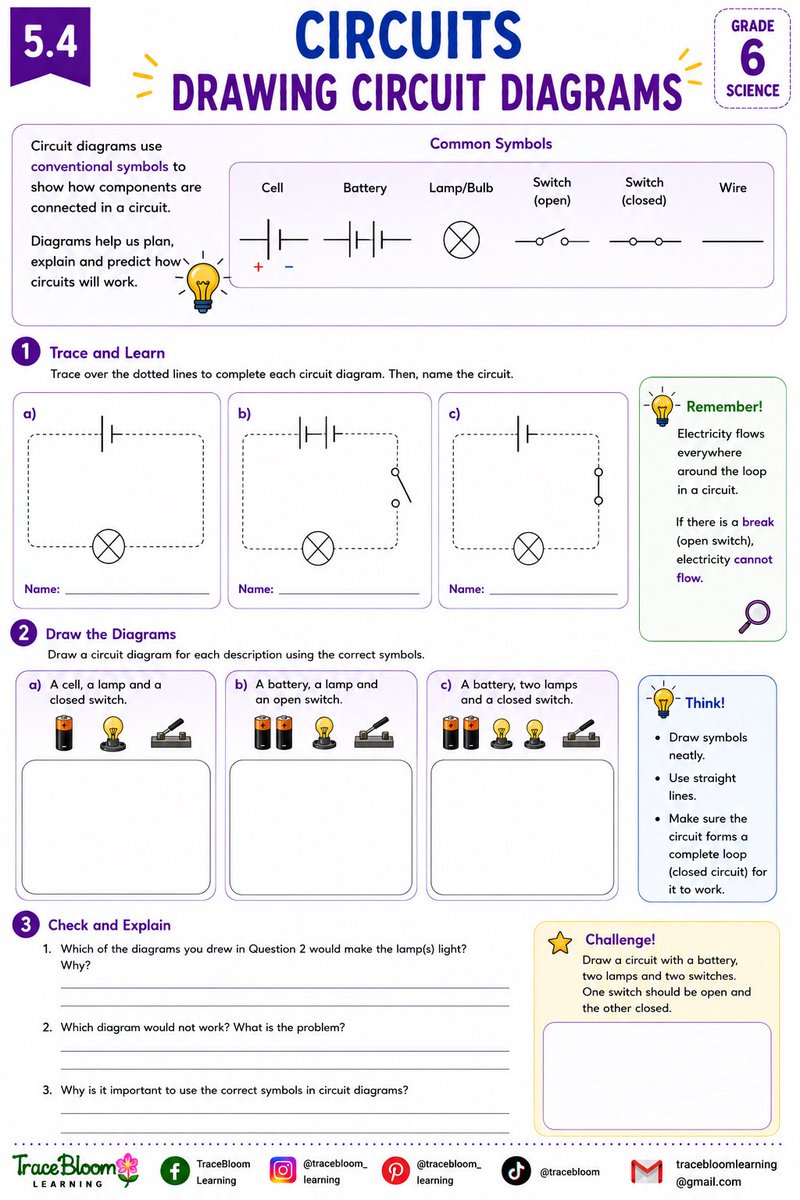 TracebloomL's tweet photo. Grade 6 Science: Forces &amp; Electricity

Explore mass &amp; weight (kg and N), gravity, force meters, effects of forces, pushes &amp; pulls, motion, floating &amp; sinking, weight, circuits, series &amp; parallel circuits and electrical safety in one 40-page workbook. 
https://t.co/yHBvoAsgSz https://t.co/2q7dKi8WSq