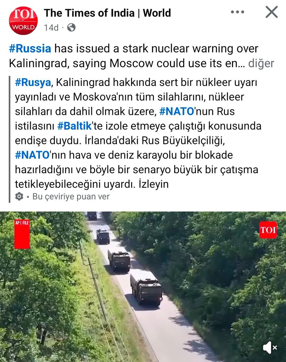 FilizKarada7's tweet photo. #Rusya, Kaliningrad hakkında sert bir nükleer uyarı yayınladı ve Moskova'nın tüm silahlarını, nükleer silahları da dahil olmak üzere, #NATO'nun Rus istilasını #Baltik'te izole etmeye çalıştığı konusunda endişe duydu. İrlanda'daki Rus Büyükelçiliği, #NATO'nın hava ve deniz https://t.co/3kVPNM6c8X