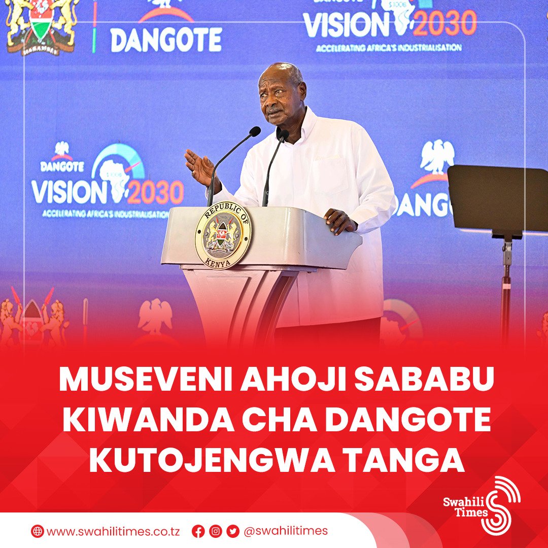 swahilitimes's tweet photo. Rais wa Uganda, Yoweri Museveni, amesema atafuatilia kujua sababu za kiwanda cha kusafisha mafuta cha Dangote kutojengwa mkoani Tanga nchini Tanzania.

Mradi huo wenye thamani ya TZS trilioni 40 umezinduliwa leo katika Kaunti ya Lamu nchini Kenya, na utakuwa ukisambaza bidhaa za mafuta zilizochakatwa kwa Kenya na nchi nyingine za Afrika.