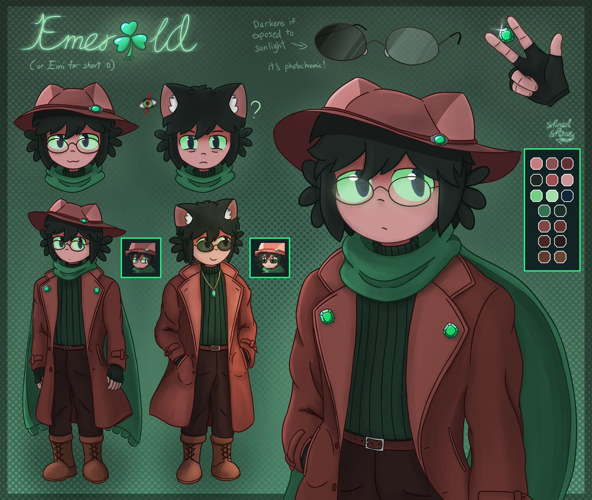 slimedstone's tweet photo. finally after so many iterations
here's Emerald!! ☘️
and a couple more doodles

#oneshotgame #oc https://t.co/2TBKeP1Rgj
