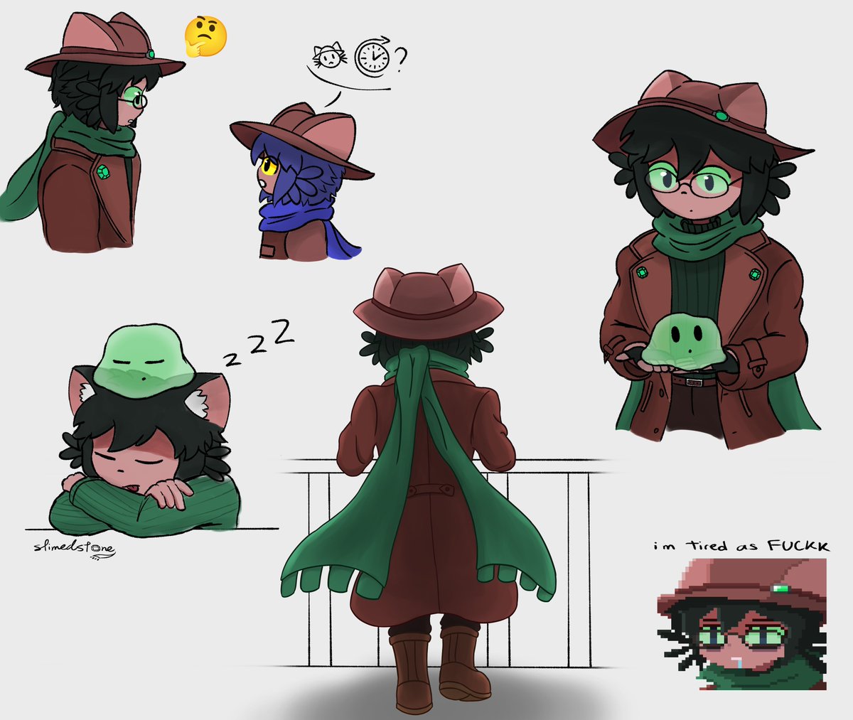 slimedstone's tweet photo. finally after so many iterations
here's Emerald!! ☘️
and a couple more doodles

#oneshotgame #oc https://t.co/2TBKeP1Rgj