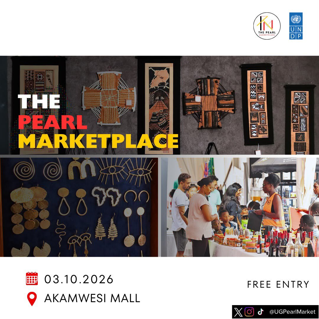 AkugizibweRodg6's tweet photo. The weekend gat exciting News for you....
The Pearl Marketplace
Sat 03 Oct 2026 | 8:00AM - 6:00PM 
At Akamwesi Mall
Entrance FREE for all shoppers 
Vendors: 30K to exhibit
Don't miss out ..🔥

@UGPearlMarket @NwanneObahor @UNDPUganda @MM_Kayodi

#PearlMarketplace #UNDPUganda https://t.co/qUMckuMJkk