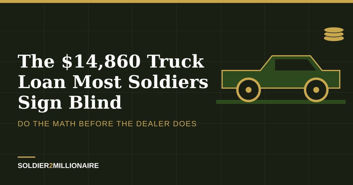 Soldier2M's tweet photo. $14,860 in interest on a $45,000 truck at 9.9%. Invest that $831 a month instead and it could be $81,570 in 6 years. #MilitaryFinance
https://t.co/UBuJCBEqZR https://t.co/wn2kj6IoKk