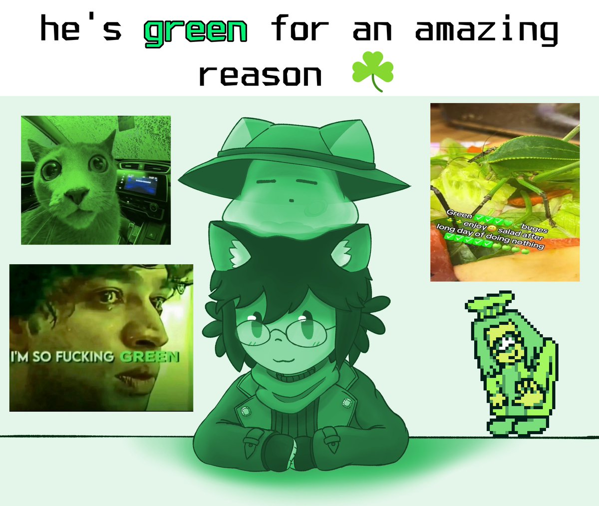 slimedstone's tweet photo. finally after so many iterations
here's Emerald!! ☘️
and a couple more doodles

#oneshotgame #oc https://t.co/2TBKeP1Rgj