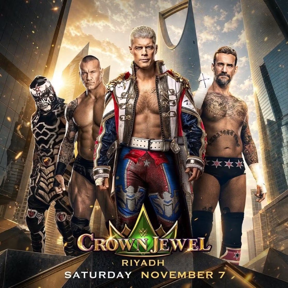 luchalibreonlin's tweet photo. 🚨🚨🚨¡ÚLTIMA HORA!🚨🚨🚨 

Tenemos póster para Crown Jewel en Arabia Saudita. El chamaco de Ecatepec está con Randy Orton, CM Punk y Cody Rhodes. Vamos Penta!!! Que pinche emoción más cabrona!!!! https://t.co/VDHhCdDWoH