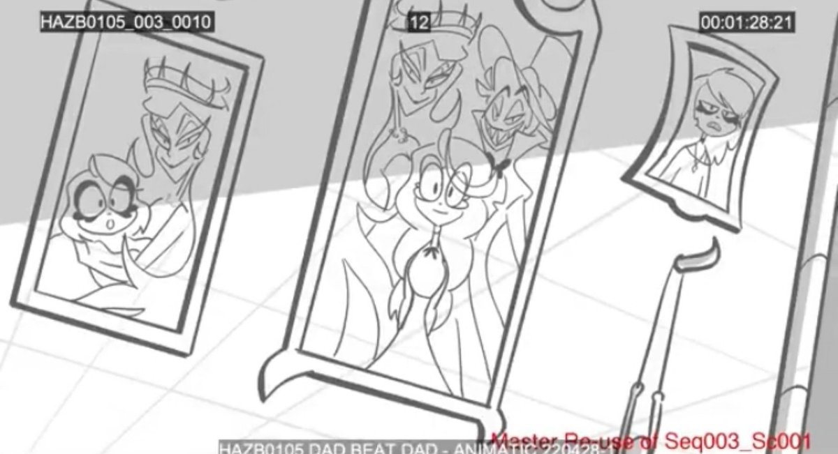 bosscheetos1225's tweet photo. there's a painting with lilith and little charlie in the storyboard and it isn't included in the final version of the show. hmm https://t.co/9cPLbVdlni