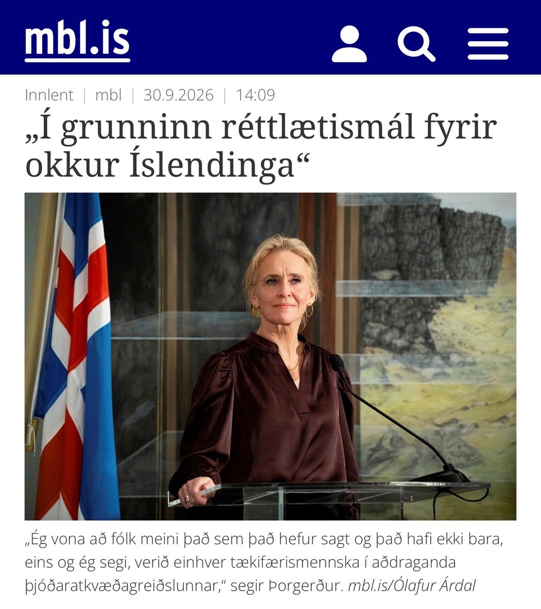 sigmundurdavid's tweet photo. Þetta er nú meiri endemis dellan!
Ef íslenskir ráðherrar og þingmenn telja raunverulega að embættismenn ESB séu betur til þess fallnir að taka ákvarðanir um réttindi og skyldur Íslendinga en þeir sjálfir þá eru þeir ekki starfi sínu vaxnir.

Bókun 35, eins og hún er núna, var sérlausn Íslands í EES samningnum. Hún var „varanleg undanþága”. 
Ég legg til að við ráðum Carl Baudenbacher, fyrrum forseta EFTA-dómstólsins, til að verja Ísland í málinu og veikjum alls ekki málsvörnina með því að leggja tillögu að uppgjöf fyrir Alþingi.

Svo er mikilvægt að íslensk stjórnvöld hætti að senda ofsafengna ESB-sinna til starfa hjá Eftirlitsstofnun EFTA.