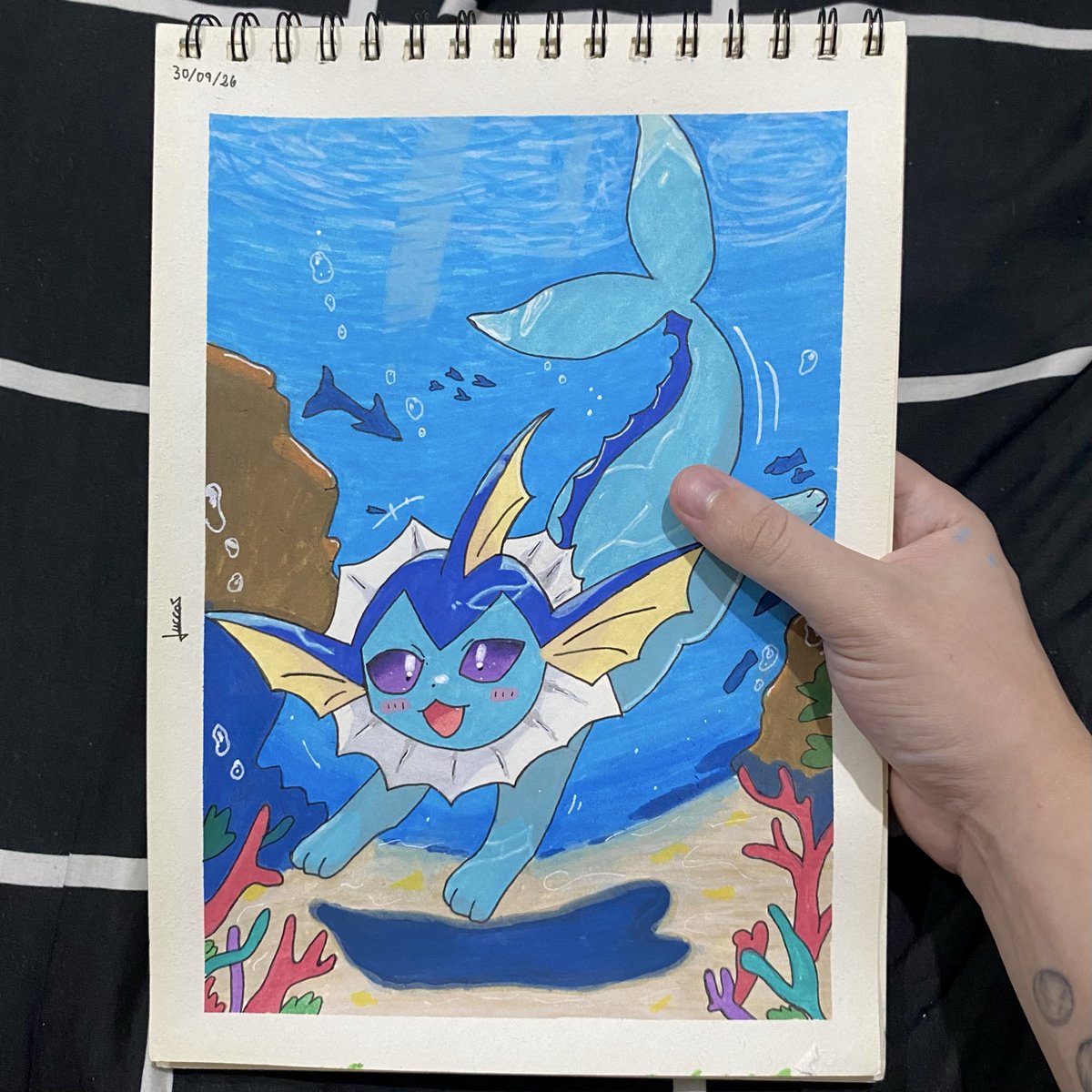 timdrike's tweet photo. to ansioso pra chegar minha carta pokemon do vaporeon então desenhei ele pra passar o tempo https://t.co/ACwoUuib4T