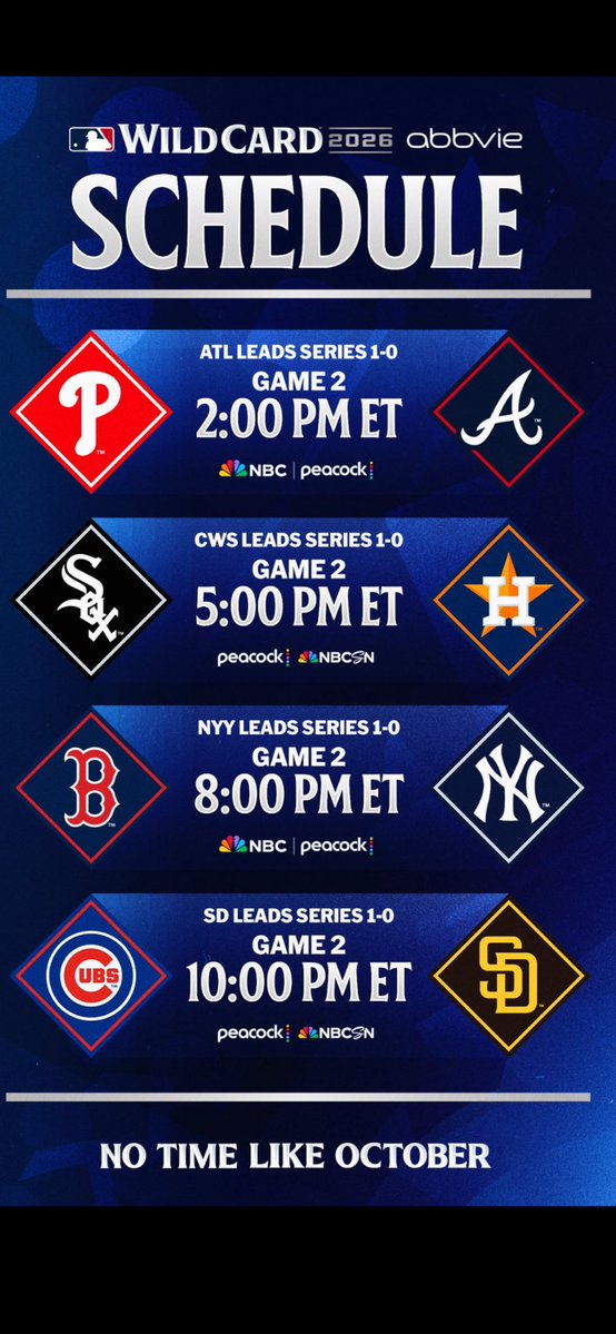 GOCThatsMe's tweet photo. Another BIG day of postseason action!!! #Postseason #NoTimeLikeOctober #WildCardPlayoffs https://t.co/4HiqEoqF3X