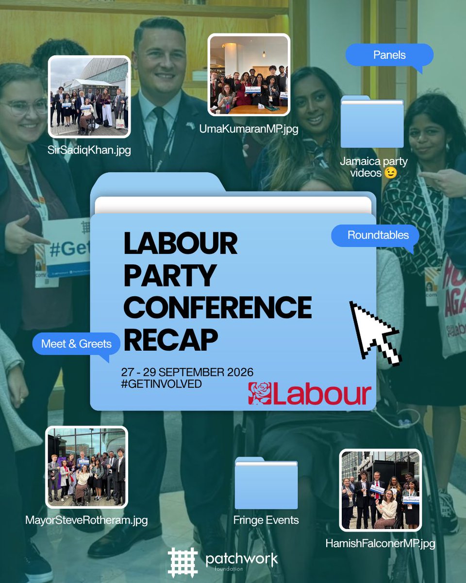 UKPatchwork's tweet photo. 🎤 From the fringe to the front row. Three days at #Lab26 meeting ministers, MPs and mayors, plus the Leader's speech live in the hall. Here's how our Patchworkers made every moment count 👉

#PatchworkFoundation #GetInvolved #Lab26 https://t.co/ZQRv8gqf0C