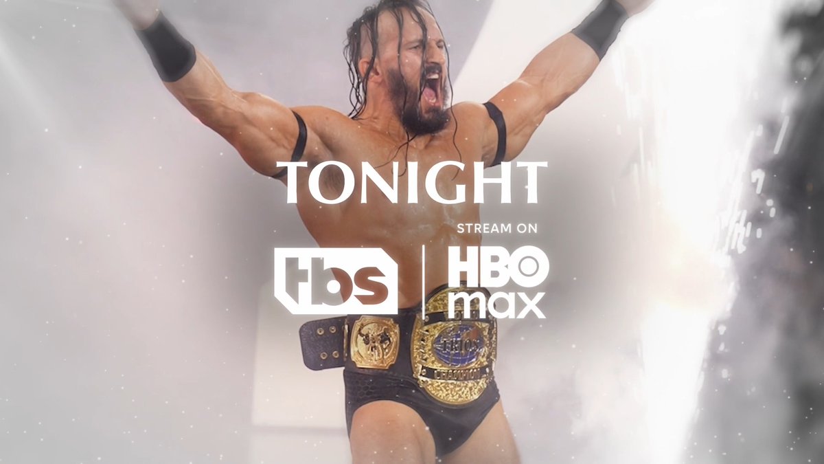 A muscular wrestler with long wet hair raises his arms triumphantly while wearing championship belts, with on-screen text promoting "TONIGHT STREAM ON tbs HBO max." The image serves as a promotional graphic for AEW Dynamite, honoring PAC's legacy as noted in the accompanying post.