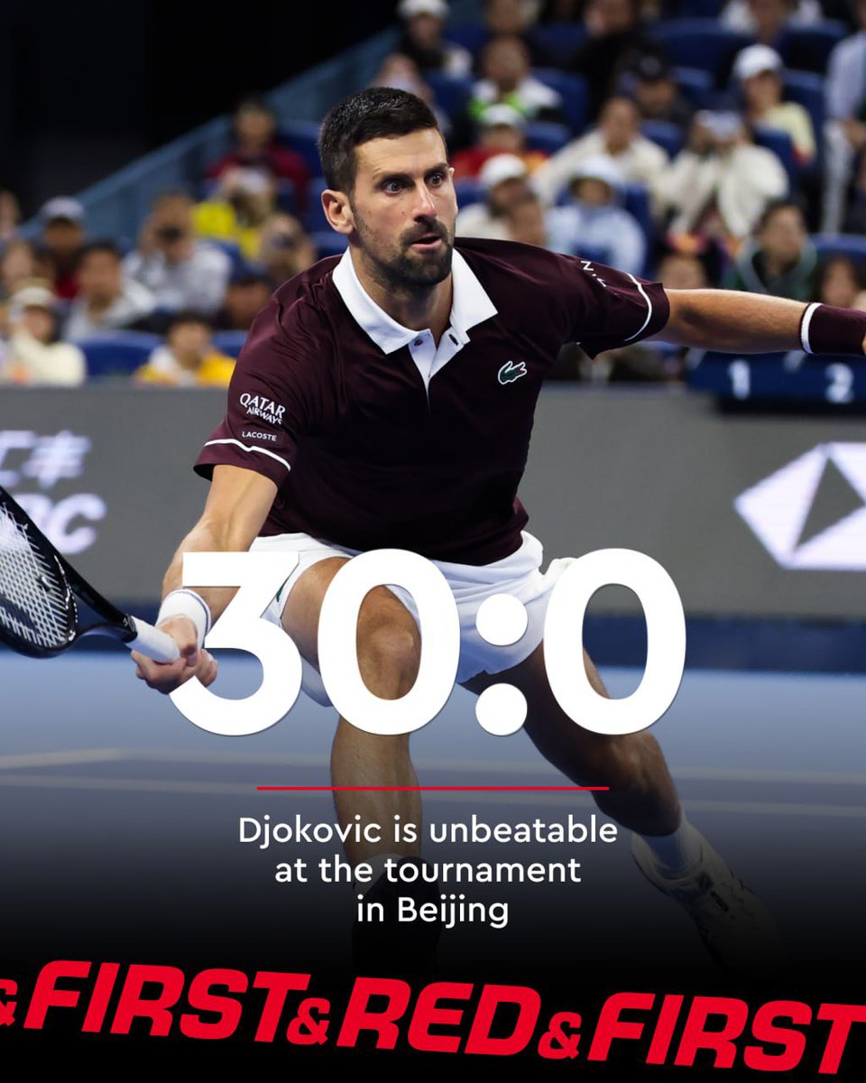 Firstandred's tweet photo. 👑 Djokovic — King of the Beijing ATP 500

The victory over Nuno Borges marked Nole's 30th consecutive win at the tournament in the Chinese capital 🇨🇳 https://t.co/L2hrwl8XMM