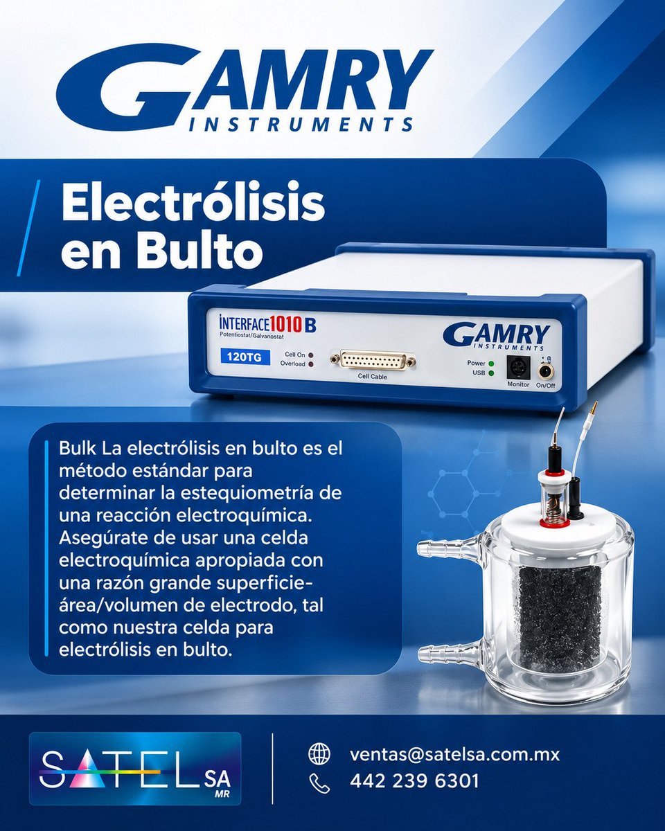 SATELSA's tweet photo. Esta celda proporciona el beneficio añadido que permite monitorear in situ la reacción vía electrodos de disco de trabajo estándar. 

Info:https://t.co/cZNB2DmWXS

#electrólisis #Estequiometría #voltamperometría #potenciostato #celdaelectroquímica #satelsa #gamry https://t.co/3KsHzf09Hx