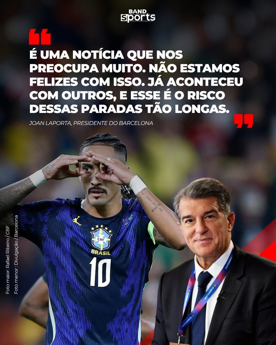 bandsports's tweet photo. NÃO GOSTOU NADINHA 🗣️🗣️  O presidente do Barcelona afirmou que o clube está preocupado com a nova lesão na coxa de Raphinha e criticou a Super Data Fifa...

#BandSports #Raphinha #Barça #SeleçãoBrasileira #DataFifa https://t.co/zY5XH9uQ44