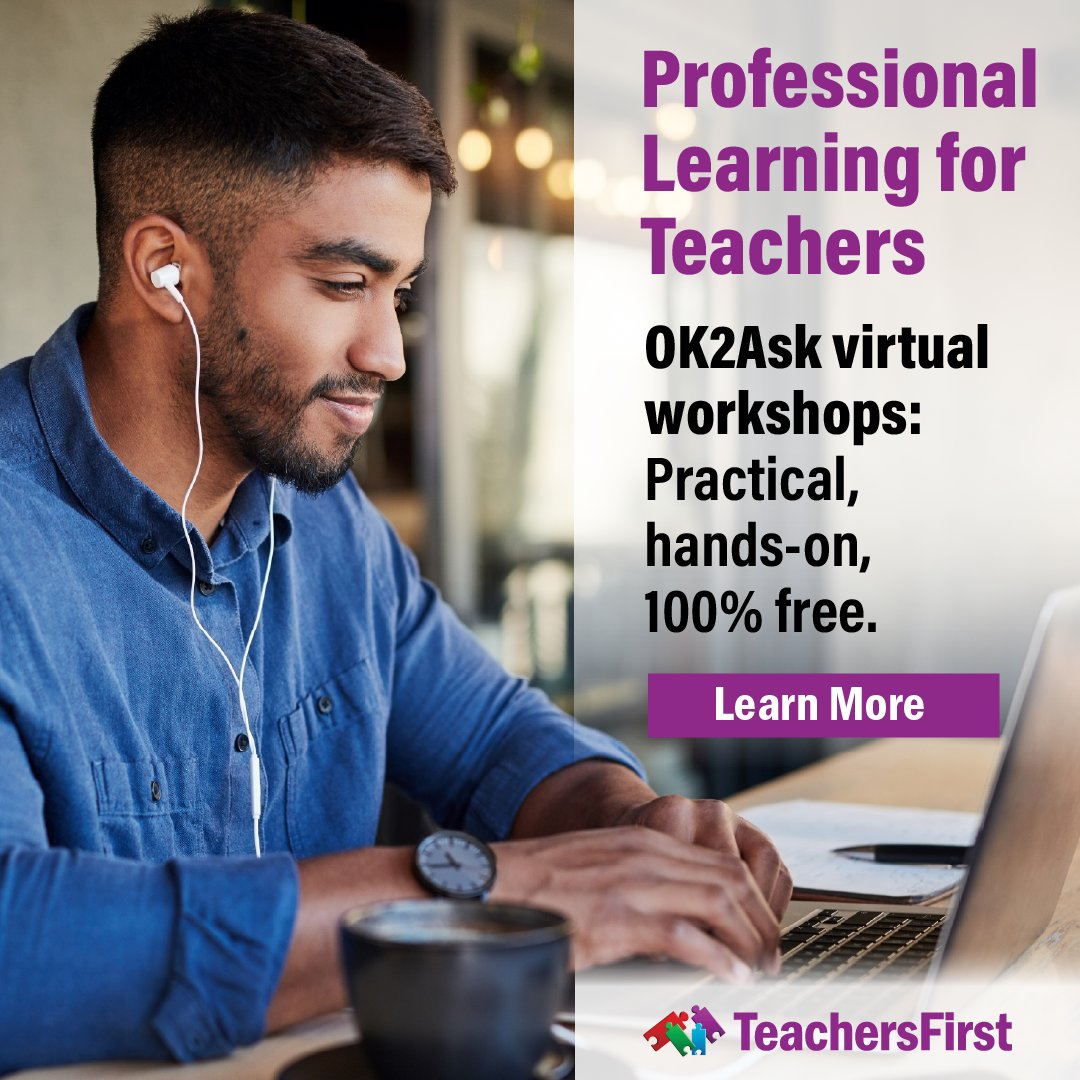 TeachersFirst's tweet photo. You don't need another list of “must-try” tools. You need real ways to decide what’s worth using—and why.

This fall, OK2Ask puts evidence, instructional judgment, and hands-on practice ahead of the next big edtech trend.
https://t.co/5cHuuKatnd

#edtech #TeacherPD https://t.co/xVxWmSM8pi