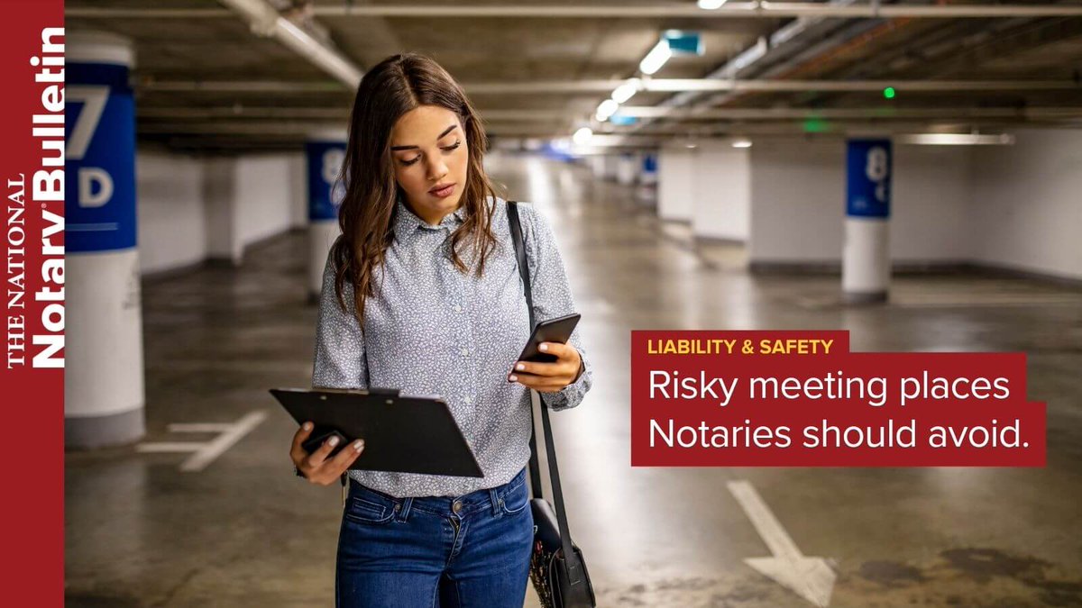 nationalnotary's tweet photo. Learn about the safest and riskiest places to meet strangers for mobile notarization appointments. https://t.co/oWRswLCG9G https://t.co/W793GFAFr1