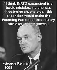DietHeartNews's tweet photo. US State Department stateman George Kennan, who was fluent in German and Russian, “who knew Russia best,” testified against Bill Clinton’s proposed NATO expansion into Eastern Europe, stating it would be “the most fateful error of U.S. foreign policy in the post-Cold War era.”

At a US Senate hearing in 1997, Kennan declared that NATO’s eastward expansion into former Warsaw Pact countries would once again divide Europe and rekindle the Cold War. Asking why are we doing this, Kennan’s departing words, "Don't meddle in the Ukraine."

It was Bill Clinton who added the Czech Republic, Hungary, and Poland to the NATO alliance in 1999. In 2008, George W. Bush added Bulgaria, Estonia, Latvia, Lithuania, Romania, Slovakia, Slovenia - and asserted that “Ukraine has a roadmap to NATO.”

The West’s gambit to expand NATO into #Ukraine ended any chance of peaceful relations with Russia. Now drones and missiles are flying over the skies of Kiev, Odessa, and Moscow. As Russia advances into its historical territories and Ukraine faces an infrastructure and manpower crisis, relations between NATO and Russia have reached the breaking point.