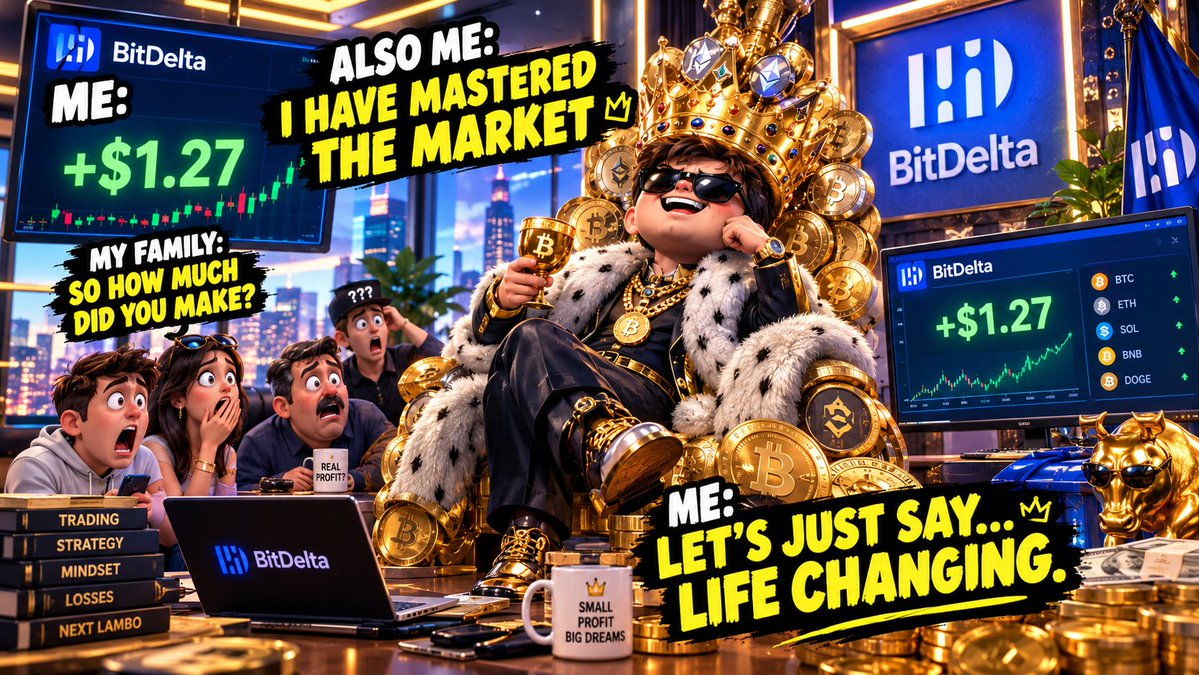 Cice_W3eth's tweet photo. New profit +$1, already acting like a crypto CEO. 😂
The important thing is to have a green PNL first, and the amount comes later.

@BitDelta #BitDeltaMemeBattle https://t.co/TC2DMvH9vQ