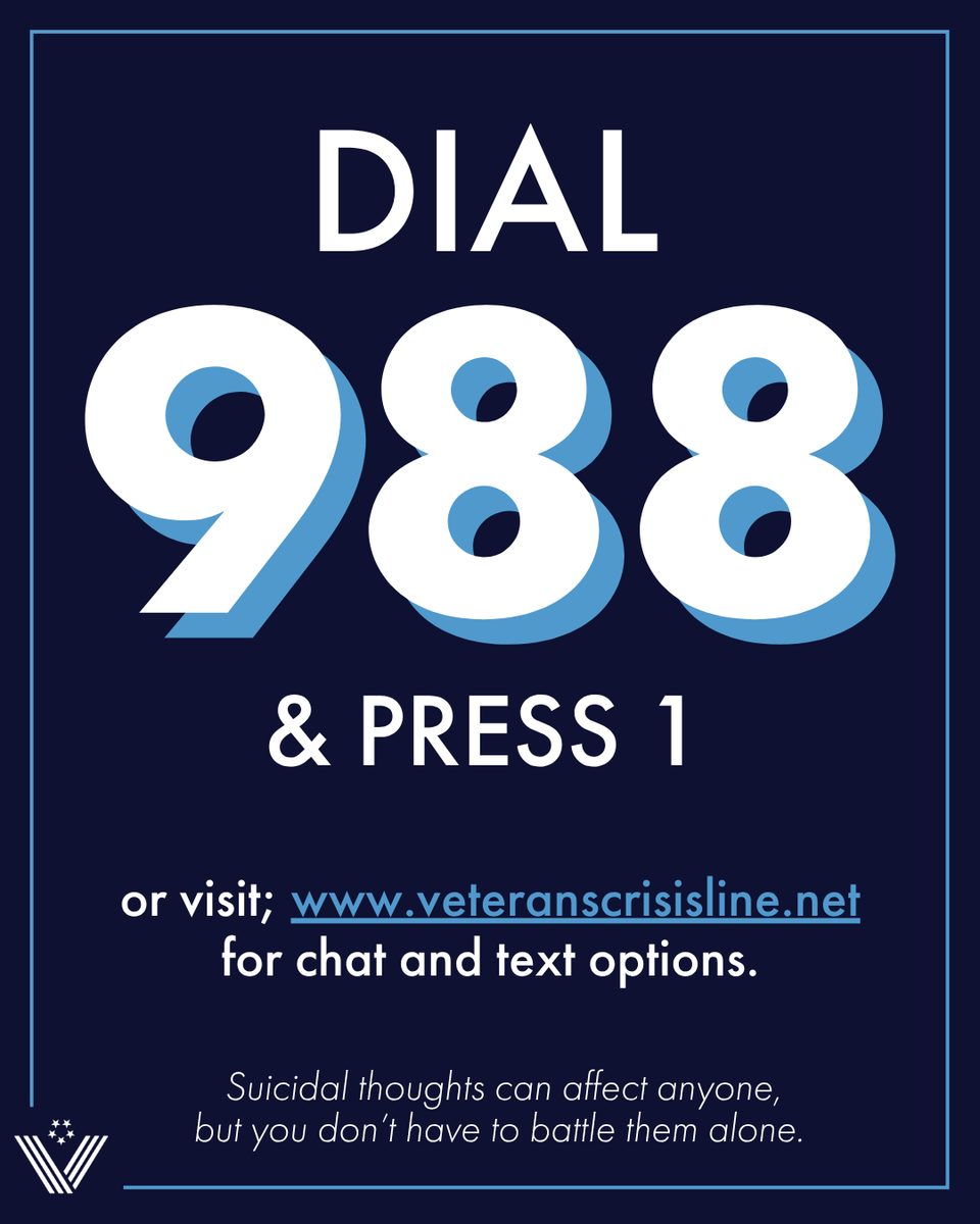 VetAffairsDems's tweet photo. As Suicide Prevention Month comes to a close, that doesn't mean the problem ends or we stop talking about it. Veterans, you are not alone, and support is available to you.
 If you or a veteran you know is struggling, call or text 988, then press 1 -- or text 838255 to reach the Veterans Crisis Line. Help is available 24/7, 365 days a year.