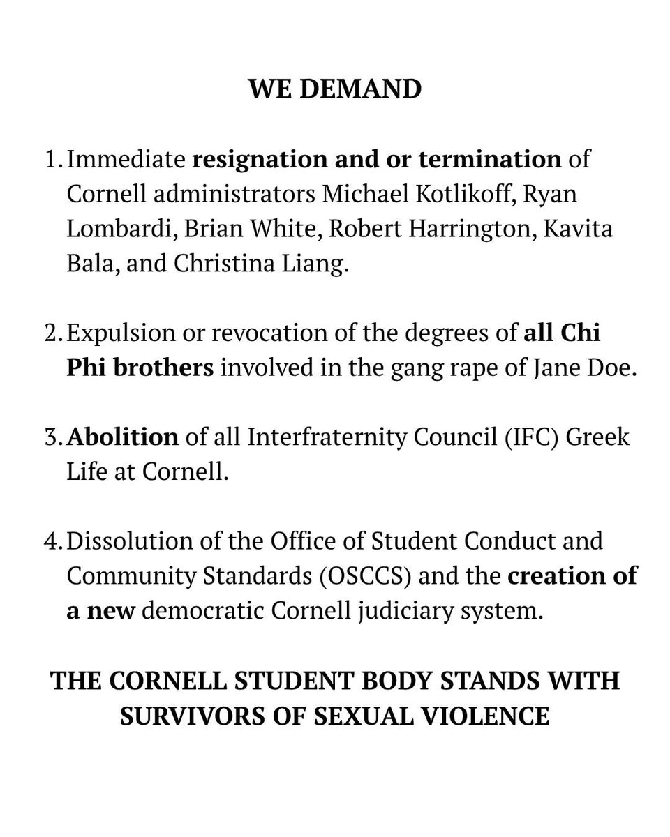 wikipediadogg's tweet photo. CORNEL STUDENTS STAND WITH JANE DOE https://t.co/Ih11CZgM4p