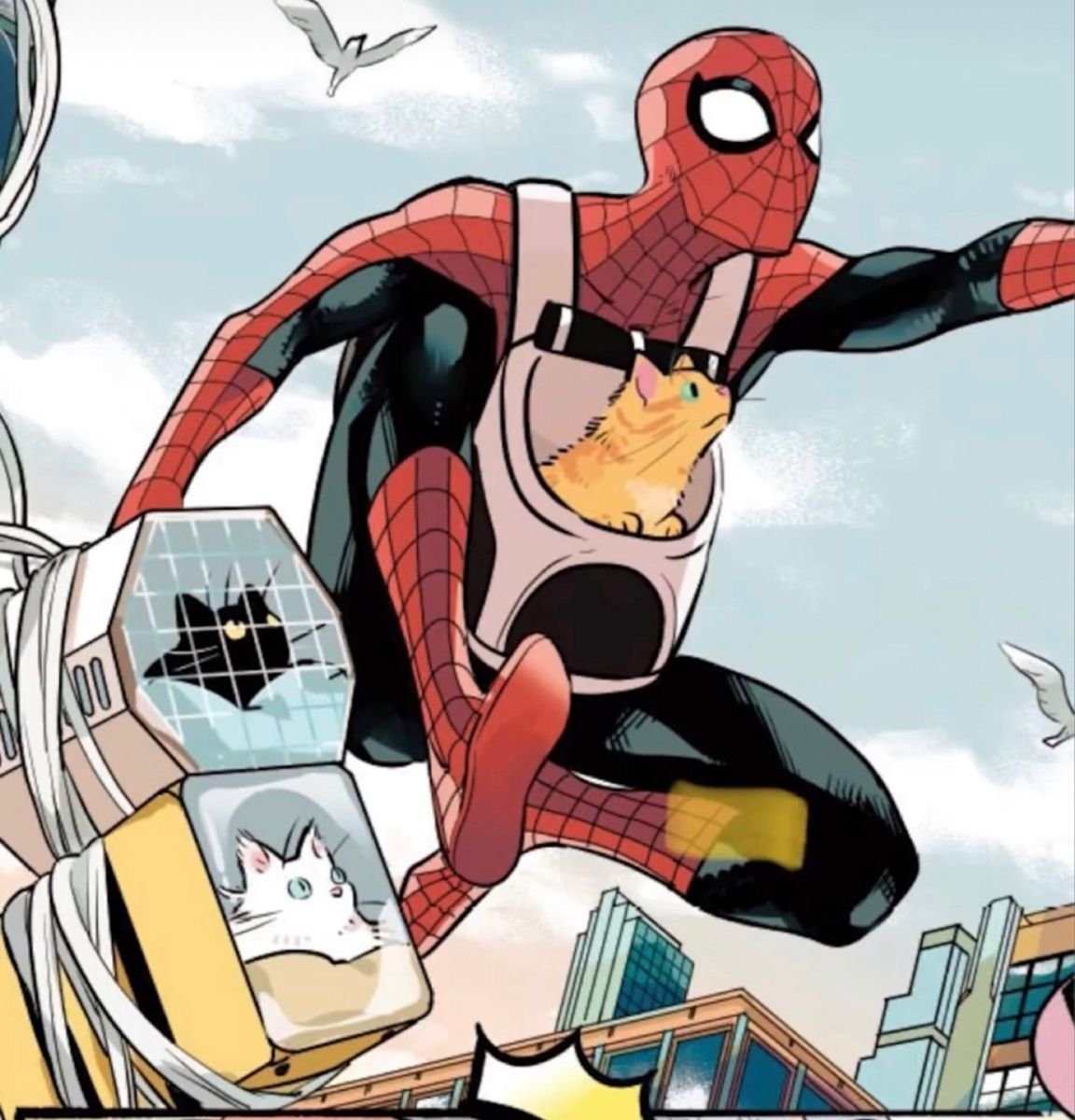 jeangreysfx's tweet photo. i need more spider-man with cats please https://t.co/sg560o5Nm5