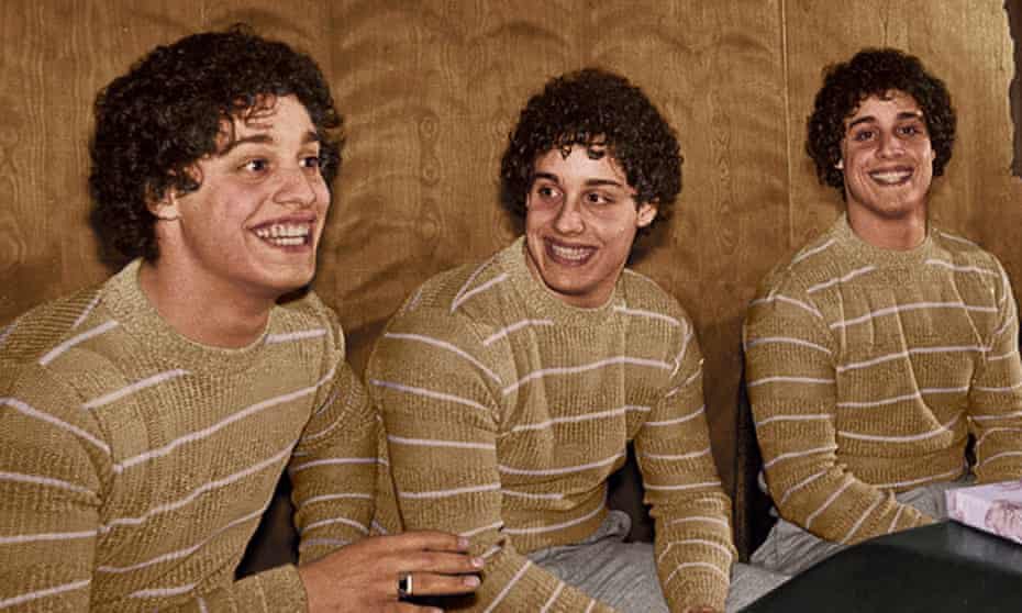 creepydotorg's tweet photo. These three men are identical triplets who were separated at birth, adopted by different families, and didn't meet until they were 19.

Years later, they found out they had been split up on purpose, as part of a secret experiment.

In 1980, Bobby Shafran, one of the brothers, arrived at a college in New York, where strangers greeted him like an old friend and kept calling him Eddy.

Bobby had no idea why. Then someone figured it out. He looked exactly like a student from the year before, Eddy Galland.

The two had the same birthday, and both had been adopted. So Bobby went to Eddy's house to see for himself. When Eddy opened the door, it was like looking into a mirror.

Their story ended up in the newspapers. A few days later, a third young man named David Kellman saw the photo and recognized his own face.

The brothers became instant celebrities. They went on talk shows, appeared in a movie, and opened a restaurant in New York.

But their families wanted answers. Why had the adoption agency split them up without ever telling anyone?

The truth was darker than anyone imagined.

The boys had been part of a secret study on nature versus nurture. For years, researchers had visited them as children, filming and testing them. Their parents were told it was a routine study of adopted kids.

As adults, the brothers never got over what had been done to them. In 1995, Eddy took his own life. He was 33.

The results of the study were never published, and the records are sealed at Yale University until 2065.