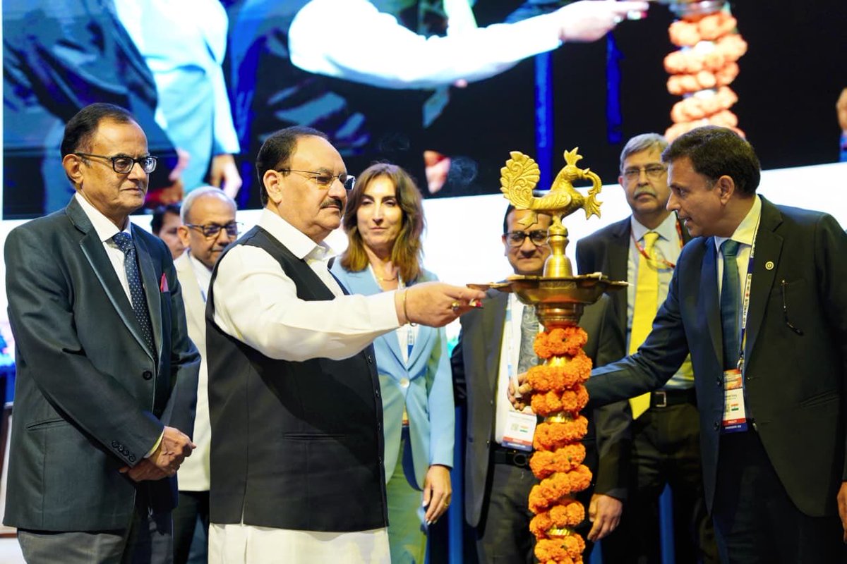 MoHFW_INDIA's tweet photo. Union Minister for Health and Family Welfare Shri J.P. Nadda Addresses World Congress of Gastroenterology 2026 in New Delhi

India Advancing Towards Holistic and Inclusive Healthcare with Greater Emphasis on Prevention and Health Promotion: Union Health Minister Shri J.P. Nadda

More Than 600 million Beneficiaries Covered Under AB-PMJAY, Providing ₹5 Lakh Health Cover Per Family: Union Health Minister Shri J.P. Nadda

India Recorded 86% Decline in Maternal Mortality Between 1990 and 2023: Union Health Minister Shri J.P. Nadda

Union Health Minister Shri J.P. Nadda Highlights Government’s Comprehensive Approach to Healthcare at WCOG 2026

#HealthForAll 

https://t.co/8l9gEaJbmR