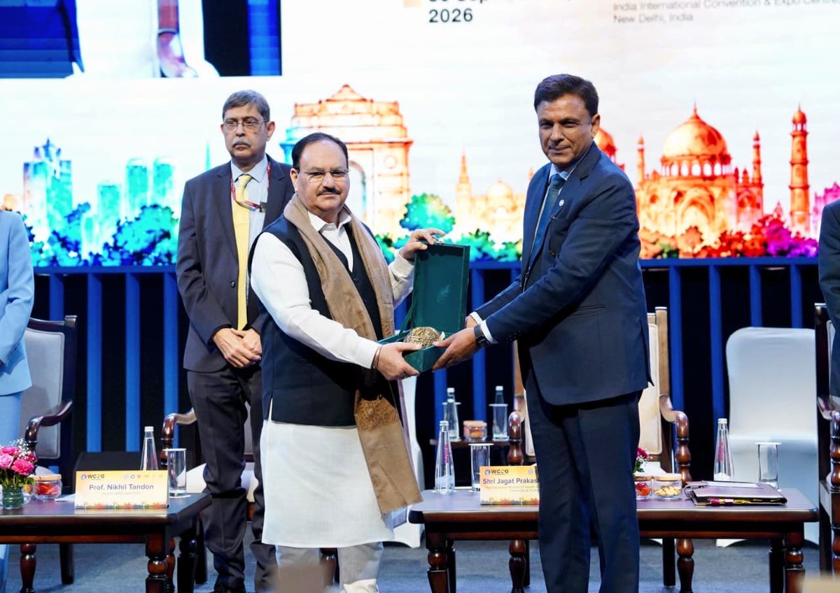 MoHFW_INDIA's tweet photo. Union Minister for Health and Family Welfare Shri J.P. Nadda Addresses World Congress of Gastroenterology 2026 in New Delhi

India Advancing Towards Holistic and Inclusive Healthcare with Greater Emphasis on Prevention and Health Promotion: Union Health Minister Shri J.P. Nadda

More Than 600 million Beneficiaries Covered Under AB-PMJAY, Providing ₹5 Lakh Health Cover Per Family: Union Health Minister Shri J.P. Nadda

India Recorded 86% Decline in Maternal Mortality Between 1990 and 2023: Union Health Minister Shri J.P. Nadda

Union Health Minister Shri J.P. Nadda Highlights Government’s Comprehensive Approach to Healthcare at WCOG 2026

#HealthForAll 

https://t.co/8l9gEaJbmR