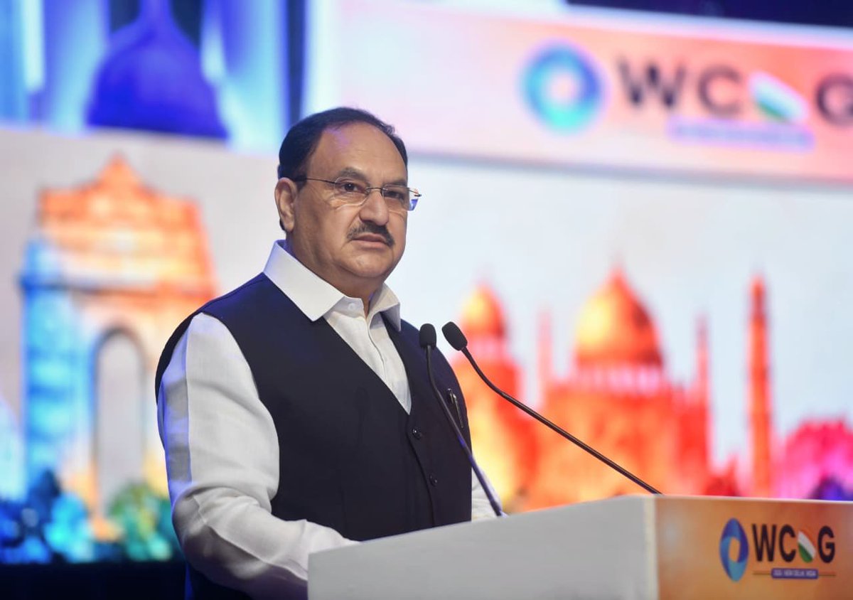 MoHFW_INDIA's tweet photo. Union Minister for Health and Family Welfare Shri J.P. Nadda Addresses World Congress of Gastroenterology 2026 in New Delhi

India Advancing Towards Holistic and Inclusive Healthcare with Greater Emphasis on Prevention and Health Promotion: Union Health Minister Shri J.P. Nadda

More Than 600 million Beneficiaries Covered Under AB-PMJAY, Providing ₹5 Lakh Health Cover Per Family: Union Health Minister Shri J.P. Nadda

India Recorded 86% Decline in Maternal Mortality Between 1990 and 2023: Union Health Minister Shri J.P. Nadda

Union Health Minister Shri J.P. Nadda Highlights Government’s Comprehensive Approach to Healthcare at WCOG 2026

#HealthForAll 

https://t.co/8l9gEaJbmR