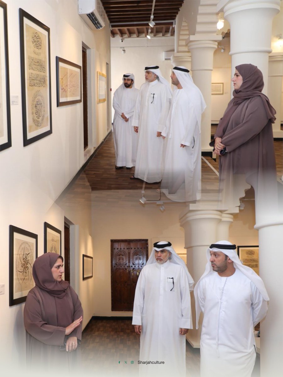 sharjahculture's tweet photo. الاستاذ محمد القصير مدير إدارة الشؤون الثقافية في دائرة الثقافة بالشارقة (مدير الملتقى)، في جولة تفقدية للأعمال الخطية المشاركة في ملتقى الشارقة للخط الدورة (12)، والذي ينطلق في السابع من أكتوبر المقبل تحت شعار "ميزان".
#SCB12 https://t.co/MbEGBPDucq