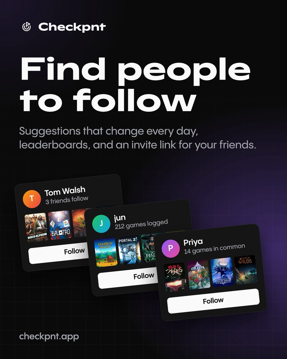 CheckpntApp's tweet photo. New in Checkpnt; suggestions for people to follow, and they change every day. 

There are monthly leaderboards too, a feed of reviews from everyone, and an invite link you can send to friends. 

Update the app, or find it at https://t.co/BJmjAws3cM https://t.co/0GImYwnxkL