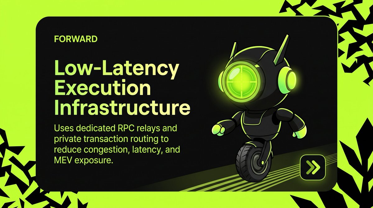 Forward_rh's tweet photo. Every millisecond can matter in on-chain execution.

FORWARD uses dedicated RPC relays and private transaction routing to reduce congestion, latency, and unnecessary MEV exposure.

The goal is simple: create a faster path from decision to execution. https://t.co/njXAcdckCn